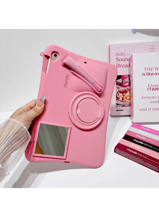 rhode 3D Lipstick Make-up Silicone Case For iPad (A16) 11th Generation 2025 / iPad 10th Generation 2022 , iPad 10 Case Model A2696 A2757 A2777 (lip Gloss + Rope included) - Image 1